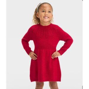 Cat & Jack Girls Pointelle Sweater Dress Size XS 4/5 NWT